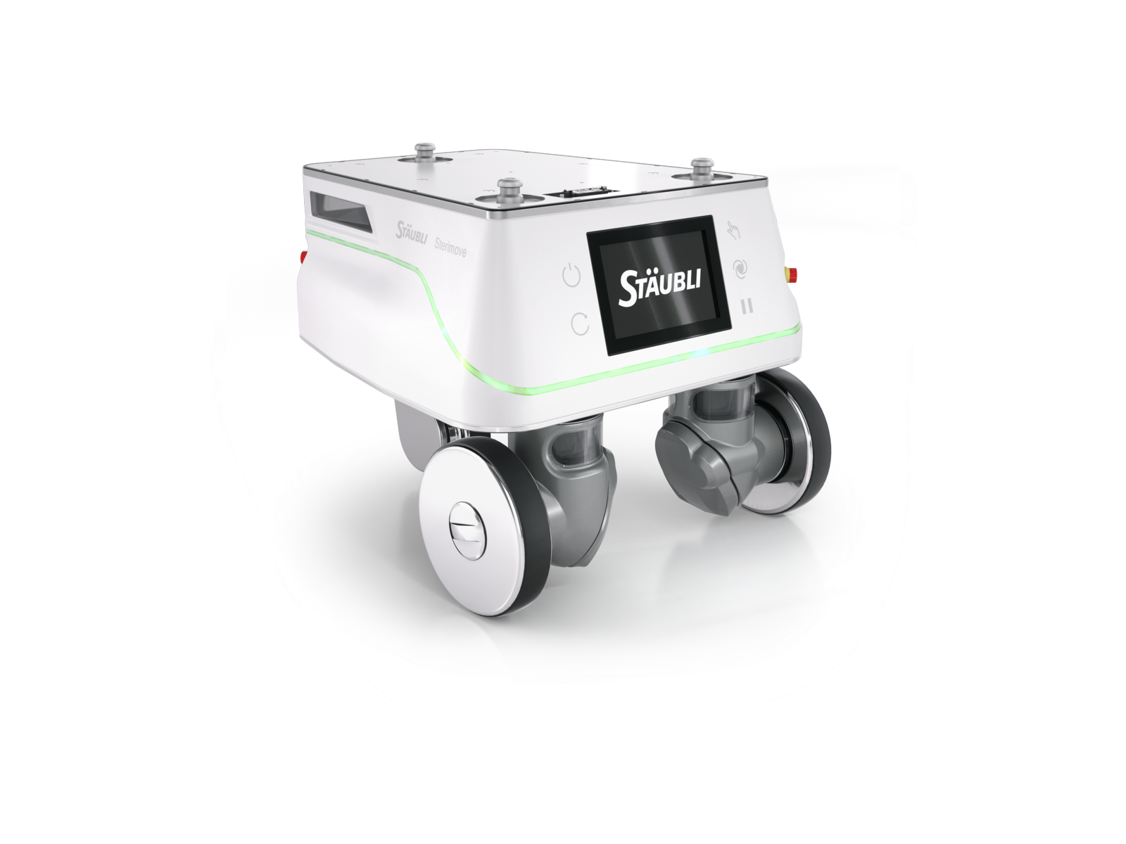 Sterimove, the world's first mobile pharma robot for Grade A/B/C/D cleanroom environments. 