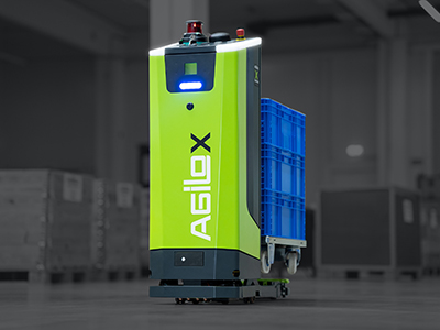 The AGILOX ODM Are you looking for a solution to transport your small load carriers that weigh up to 300 kg? We have exactly the matching product for your requirements. The AGILOX ODM with its omnidirectional driving system is made for small load transport and moves e.g. dollies from A to B. Convince yourself of our smallest AMR for maximum flexibility and highest efficiency.