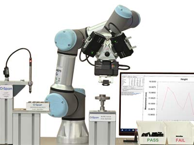 Q-Span Gauging Systems automate part handling and gauging in high-mix, small-batch manufacturing. Automate your existing manual gauges from your trusted and approved suppliers: thread gauges, height or drop gauges, bore gauges, air gauges, laser micrometers, vision systems and more. Use this flexible robotic workstation to:  • Improve process control, yield and throughput in QC  • Reduce human variability in measurements  • Eliminate data entry errors  • Increase capacity faster than headcount