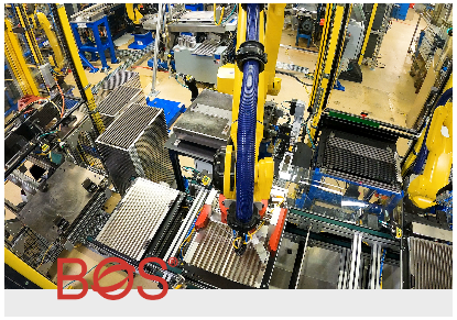 BOS Innovations machine vision robot arm working on production line
