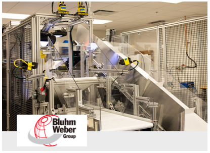Bluhm Weber camera reading labels and equipment in production line factory