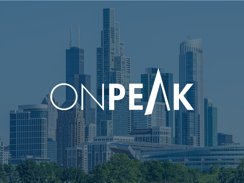 decorative image of Chicago skyline with the onpeak logo overlayed.
