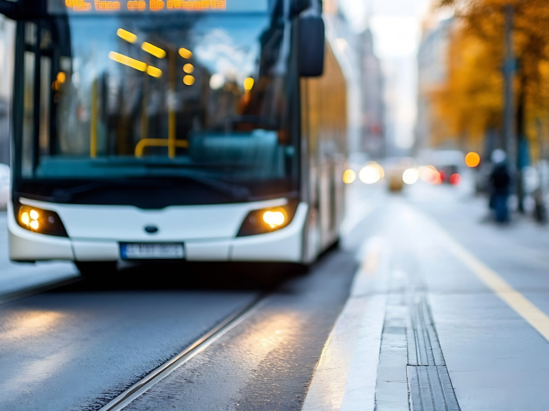 Shuttle service decorative image of a bus